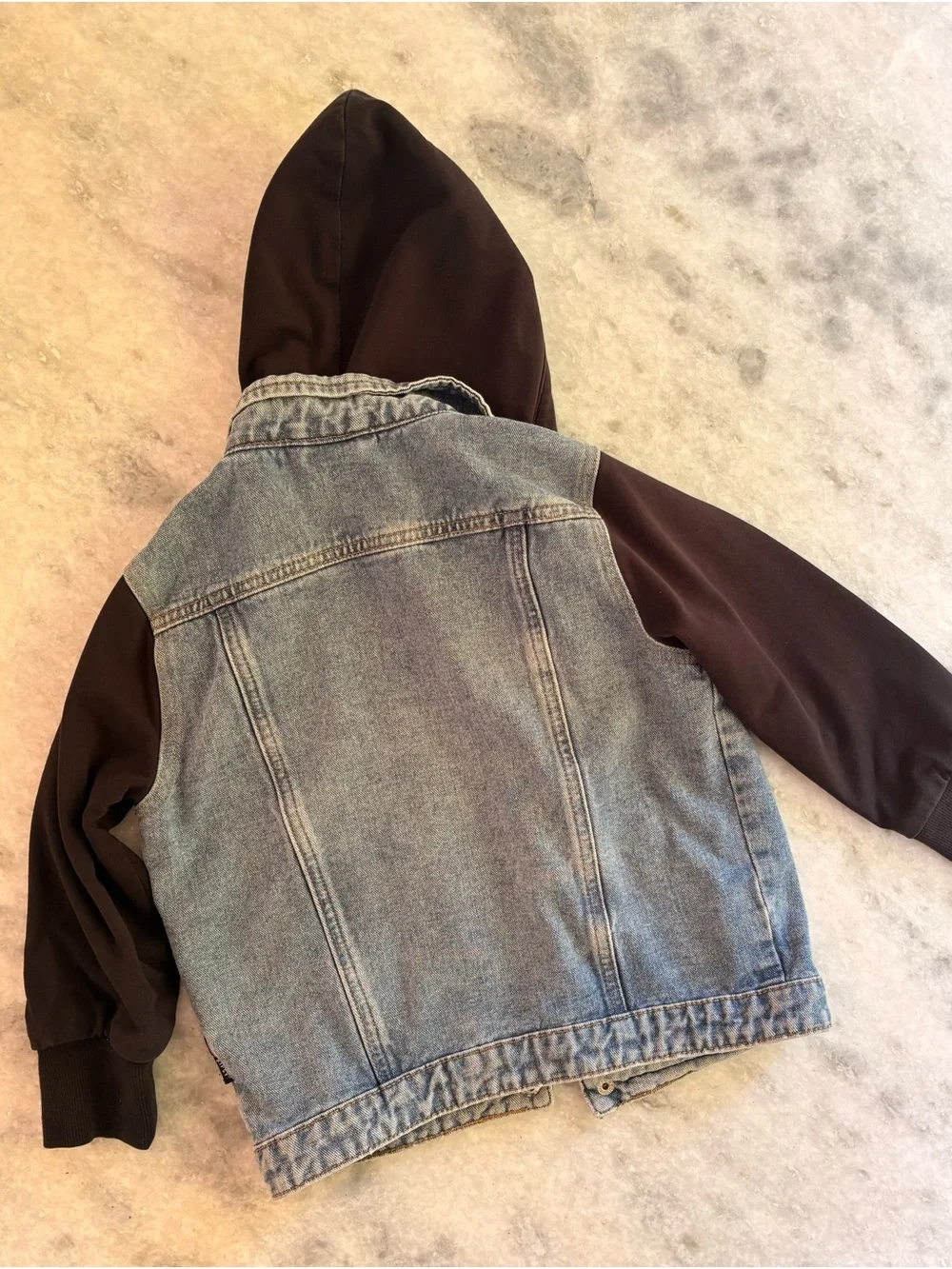 Little Bipsy Kids Denim Jacket with Black Hoodie/Sleeves